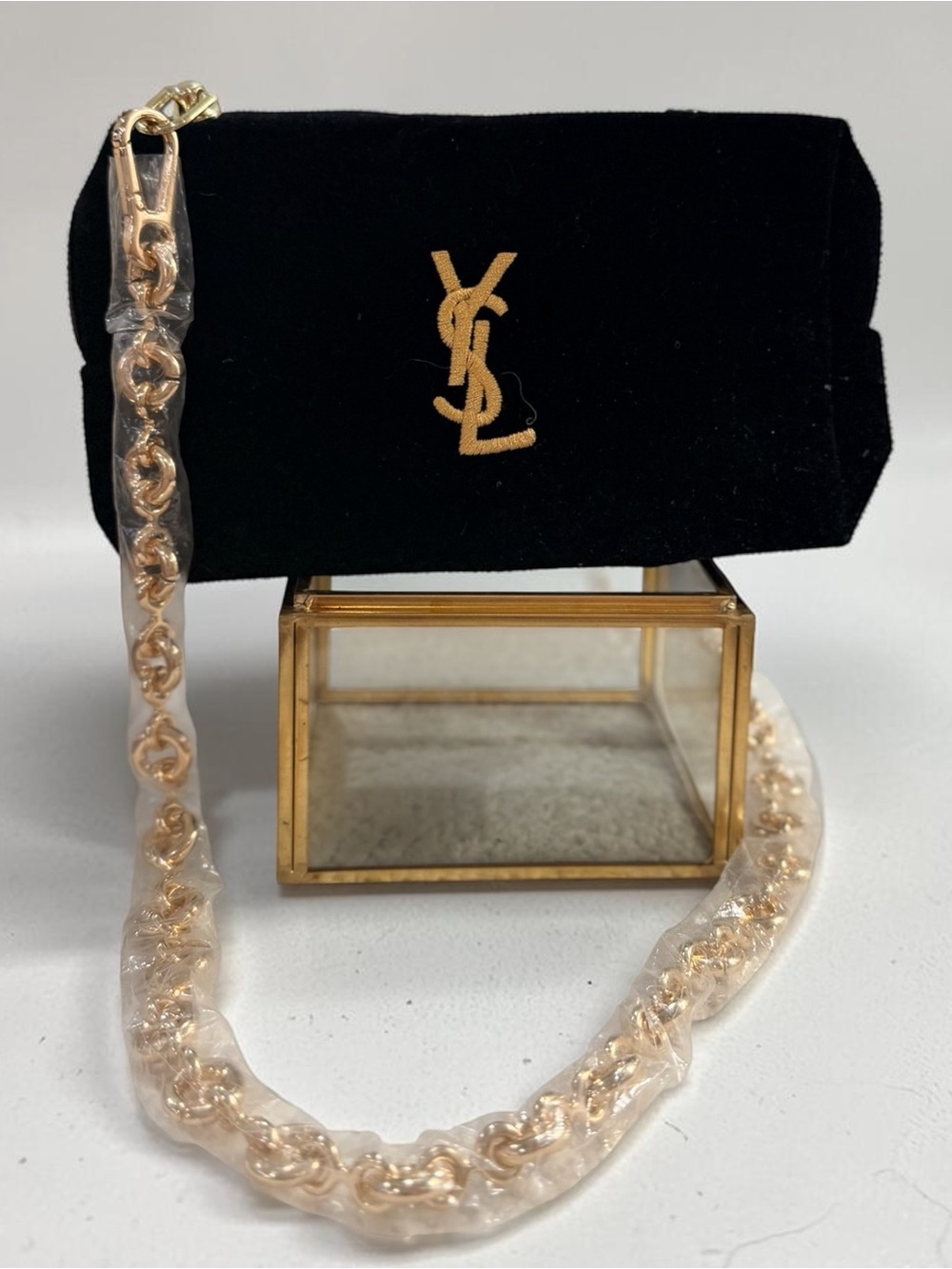 YSL Beaute | New Black Cosmetic Shoulder Bag Conversion – Gold Chain Strap